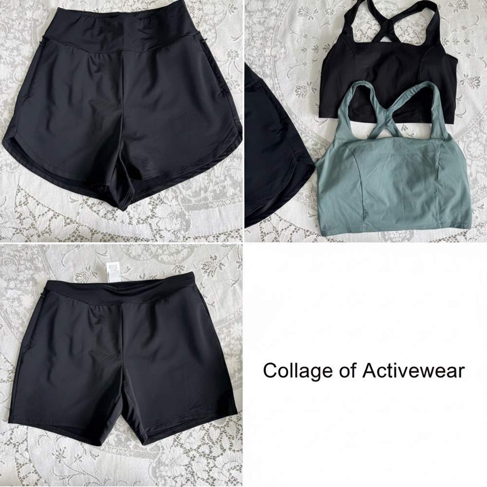 Bundle Cross-Back XL Sports Bras - Black and Teal  2‎ swim shorts various sizes
